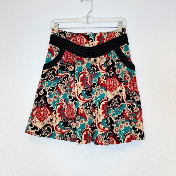 Fleur Anthropologie Patchwork Mini Skirt No Size Small/Medium Pockets Lined - Picture 1 of 2